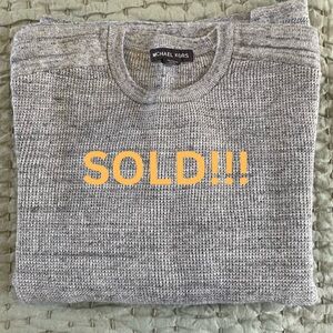 Michael Kors Mens M Gray Waffle-Knit Long Sleeve Crew Neck Pullover Sweater